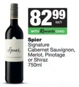 Spar Spier Signature Cabernet Sauvignon, Merlot, Pinotage or Shiraz offer