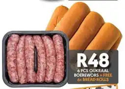 OBC Meat & Chicken Oukraal boerewors + free bread rolls offer
