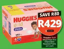Checkers Huggies Gold Mega/ Giga Box Disposable Nappies/ Pants offer