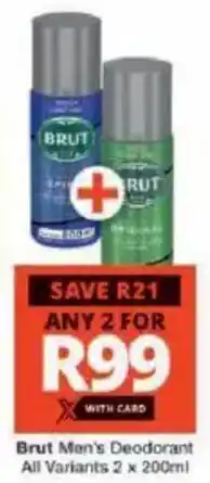 Checkers Brut Men's Deodorant All Variants offer