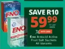 Checkers Eno Antacid Active Fruit Salt Sachets All Variants offer