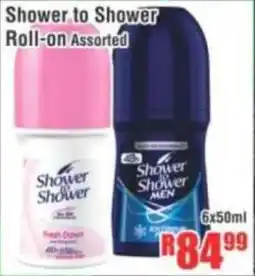 Devland Cash And Carry Shower to Shower Roll-on Assorted offer