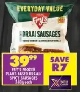 Shoprite Fry's frozen plant-based braai/ spicy sausages offer