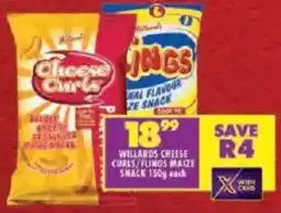 Shoprite Willards cheese curls/ flings maize snack offer