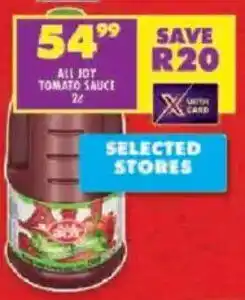 Shoprite All joy tomato sauce offer