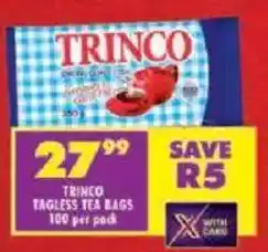 Shoprite Trinco tagless tea bags offer