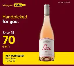 Makro’s liquor KEN FORRESTER Petit Rosé offer