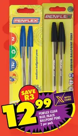 Shoprite Penflex clear blue/ black ballpoint pens offer