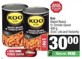 Spar Koo Baked Beans In Tomato Sauce offer