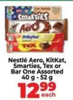 Food Lover's Market Nestlé Aero, KitKat, Smarties, Tex or Bar One Assorted offer