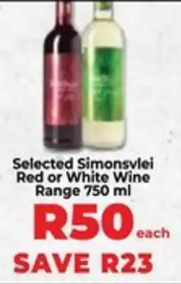 Food Lover's Market Selected Simonsvlei Red or White Wine Range offer