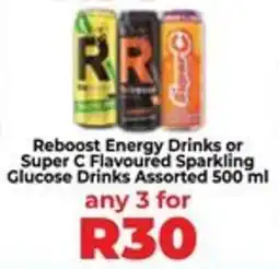 Food Lover's Market Reboost Energy Drinks or Super C Flavoured Sparkling Glucose Drinks Assorted offer