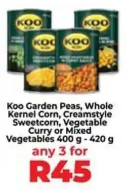 Food Lover's Market Koo Garden Peas, Whole Kernel Corn, Creamstyle Sweetcorn, Vegetable Curry or Mixed Vegetables offer