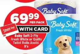 OK MiniMark Baby Soft 2-Ply Fresh White or Quilts Toilet Rolls Asstd. offer