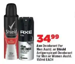 OK MiniMark Axe Deodorant For Men Asstd. or Shield Antiperspirant Deodorant for Men or Women Asstd. offer