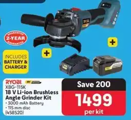 Makro RYOBI 18 V Li-ion Brushless Angle Grinder Kit offer