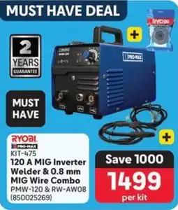 Makro RYOBI 120 A MIG Inverter Welder & MIG Wire Combo offer