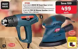 Makro RYOBI 2000 W Heat Gun or 130 W Mouse Sander offer
