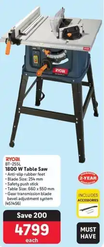 Makro RYOBI 1800 W Table Saw offer