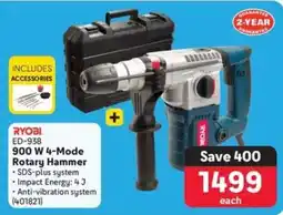 Makro RYOBI 900 W 4-Mode Rotary Hammer offer