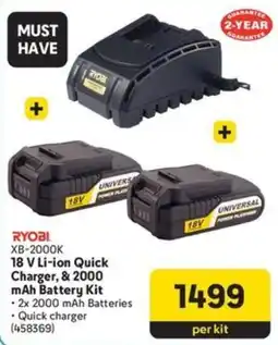 Makro RYOBI 18 V Li-ion Quick Charger, & 2000 mAh Battery Kit offer