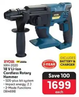 Makro RYOBI 18 V Li-ion Cordless Rotary Hammer offer