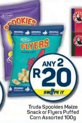 Pick n Pay Truda Spookies Maize Snack or Flyers Puffed Corn Assorted 100g offer