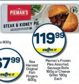 Pick n Pay Pieman's Frozen Pies Assorted, Sausage Rolls 160g or Cheese Griller 180g offer