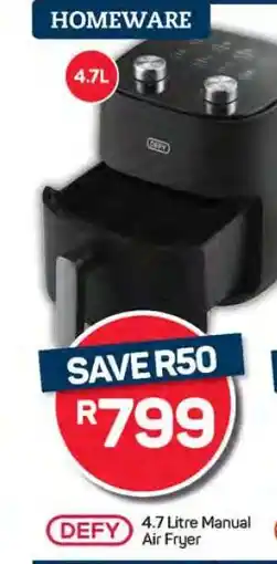 Pick n Pay DEFY 4.7 Litre Manual Air Fryer offer