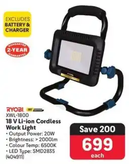 Makro RYOBI 18 V Li-ion Cordless Work Light offer
