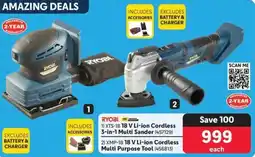 Makro RYOBI 18 V Li-ion Cordless 3-in-1 Multi Sander or 18 V Li-ion Cordless Multi Purpose Tool offer