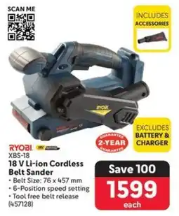 Makro RYOBI 18 V Li-ion Cordless Belt Sander offer