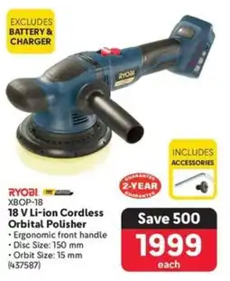 Makro RYOBI 18 V Li-ion Cordless Orbital Polisher offer