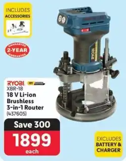 Makro RYOBI 18 V Li-ion Brushless 3-in-1 Router offer