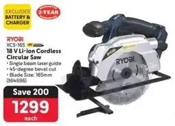 Makro RYOBI 18 V Li-ion Cordless Circular Saw offer