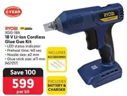 Makro RYOBI 18 V Li-ion Cordless Glue Gun Kit offer