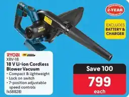 Makro RYOBI 18 V Li-ion Cordless Blower Vacuum offer