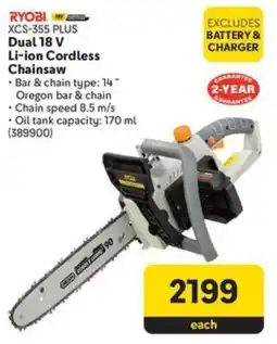Makro RYOBI Dual 18 V Li-ion Cordless Chainsaw offer