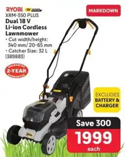 Makro RYOBI Dual 18 V Li-ion Cordless Lawnmower offer