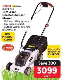 Makro RYOBI 18 V Li-ion Cordless Scissor Mower offer