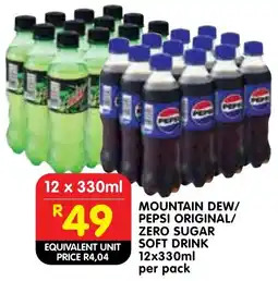 Shoprite Mountain dew/ pepsi original/ zero sugar soft drink offer
