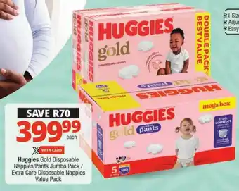 Huggies Gold Disposable Nappies/ Pants Jumbo Pack/ Extra Care Disposable Nappies Value Pack