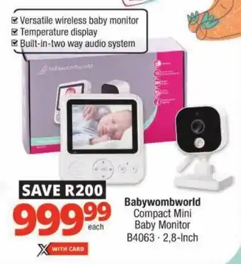Checkers Babywombworld Compact Mini Baby Monitor offer