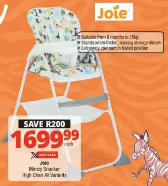 Checkers Joie Mimzy Snacker High Chair All Variants offer