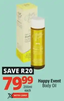 Checkers Happy Event Body Oil offer