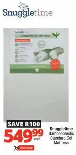 Checkers Snuggletime Bamboopaedic Standard Cot Mattress offer