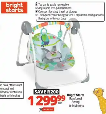 Checkers Bright Starts Rainforest Swing offer