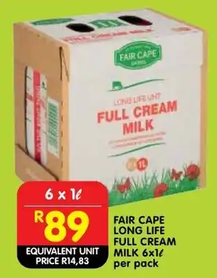Shoprite Fair cape long life full cream milk offer