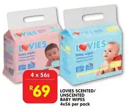 Shoprite Lovies scented/ unscented baby wipes offer