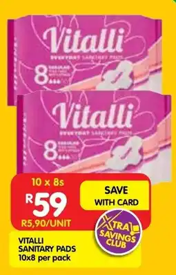 Shoprite Vitalli sanitary pads offer
